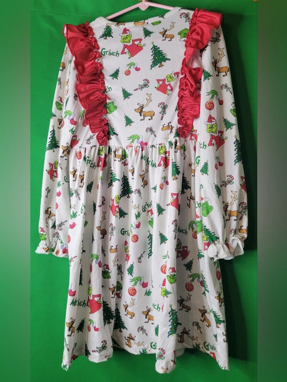 Mr. Grinch Christmas White Red Kids Holiday Costume Dress Sz 3XL 8 7/8 Stretchy